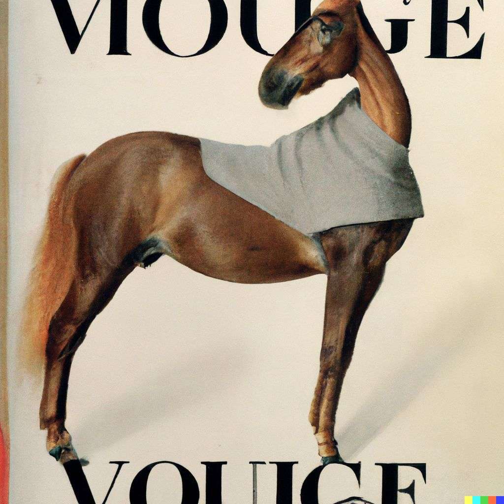 a horse, front cover of Vogue, 1960